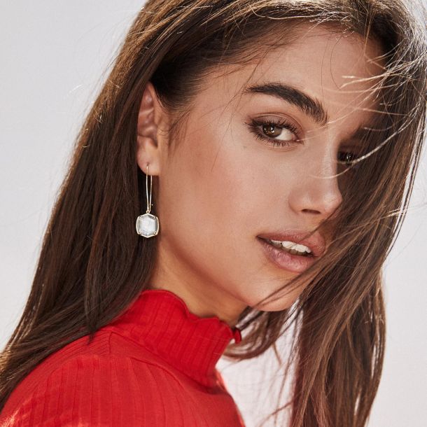 Davis Drop Earrings Gray Illusion Gold Earrings