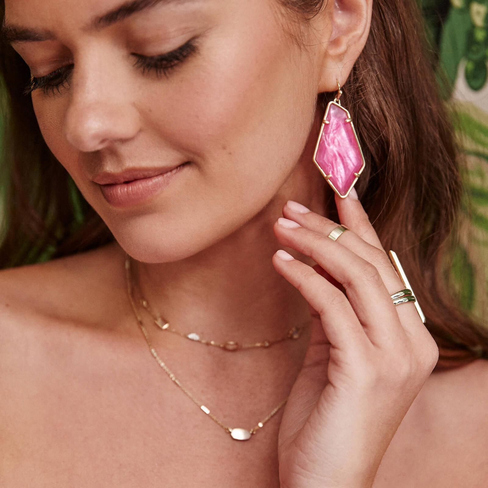 Emilia Gold Drop Earrings in Azalea Illusion