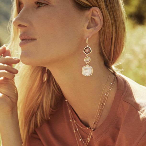 Natalia Linear Earring Rose Gold Peach Mix - Bella's House Tulsa
