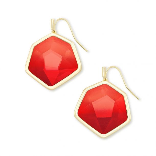 Vanessa Gold Cherry Red Earrings