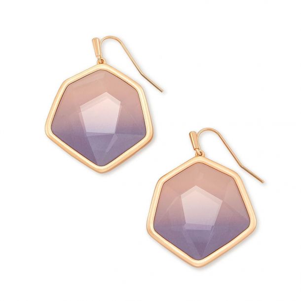 Vanessa Small Rose Gold  Drop Purple Stone Earrings