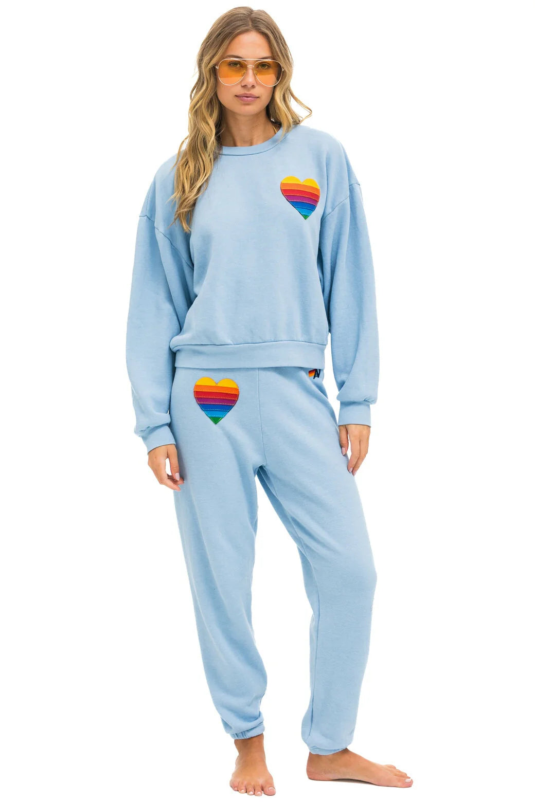 Rainbow Heart Stitch Women’s Sweatpants Ice