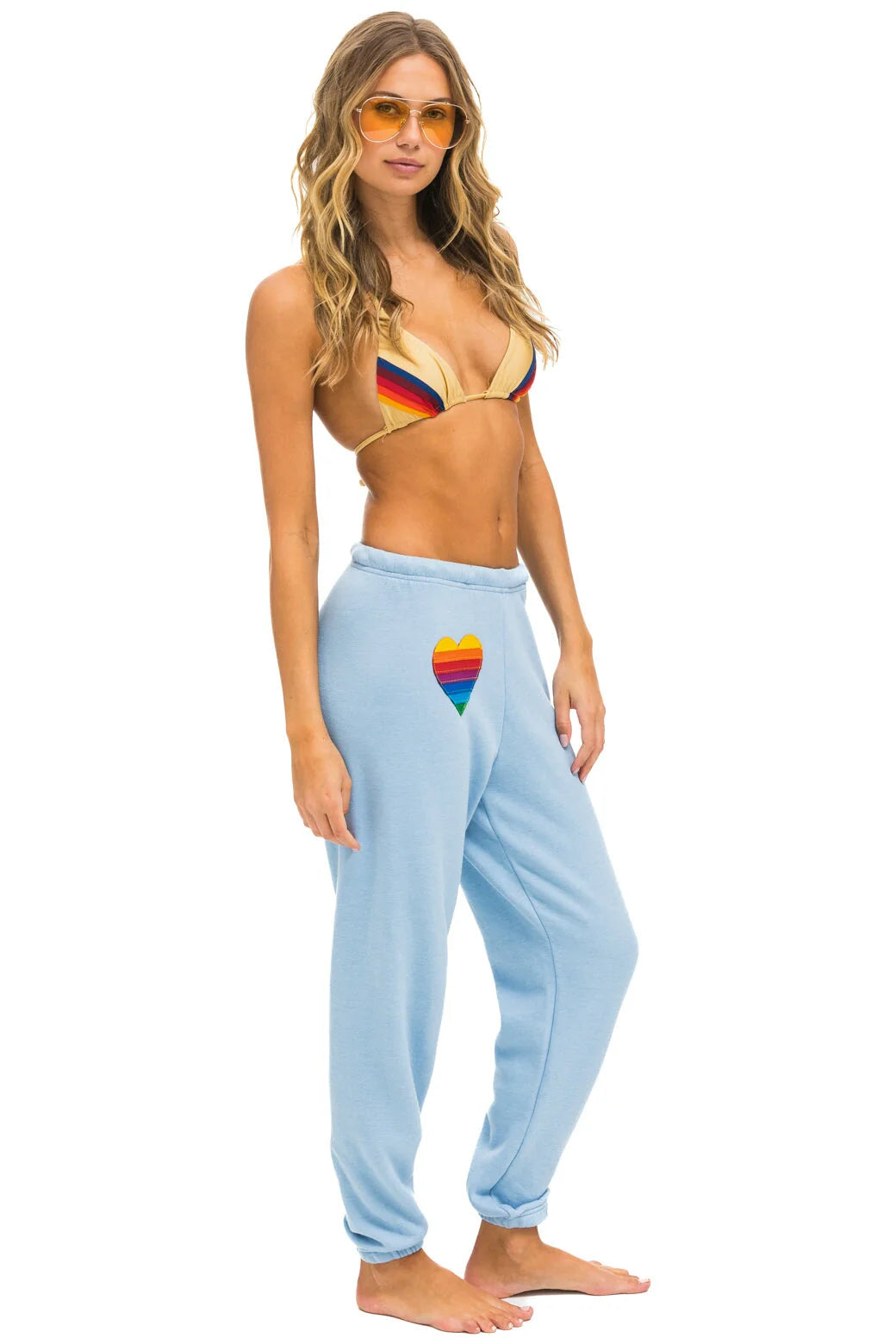 Rainbow Heart Stitch Women’s Sweatpants Ice