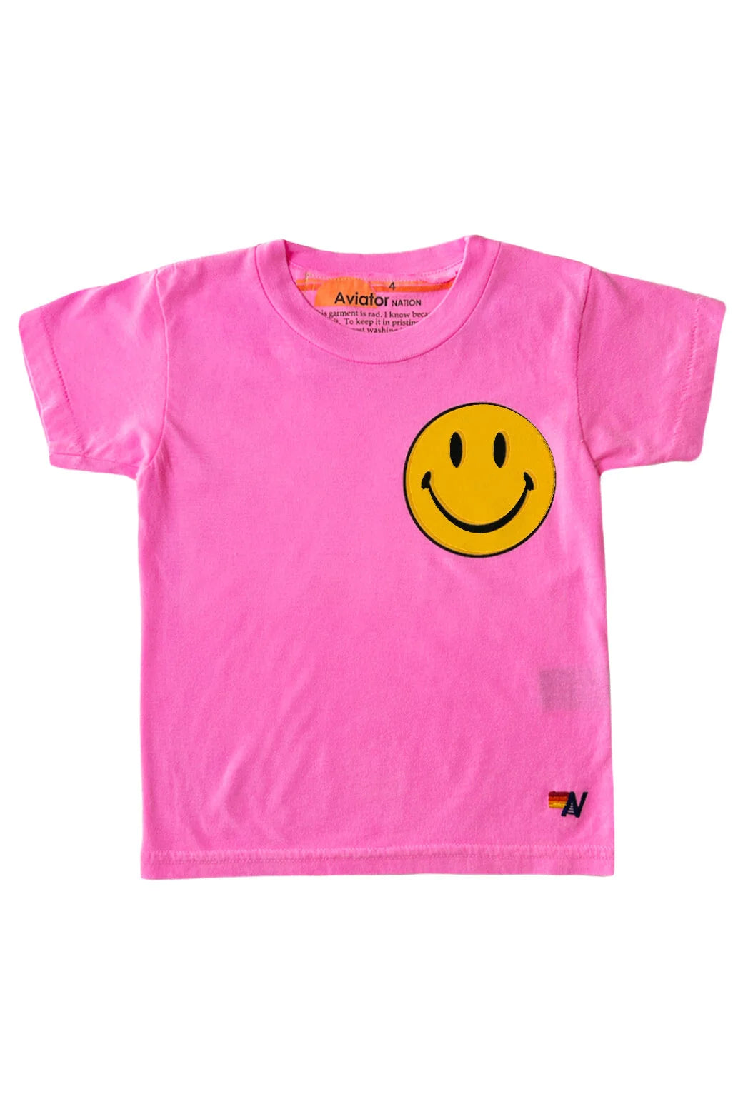 Kids Smiley 2 Tee - Neon Pink